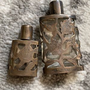 Elegant Silver-Toned Perfume Bottle Set